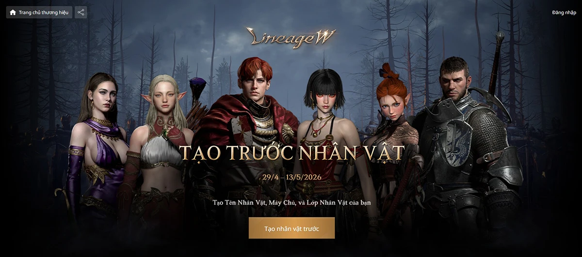 Lineage W mở đăng ký tạo trước nhân vật
