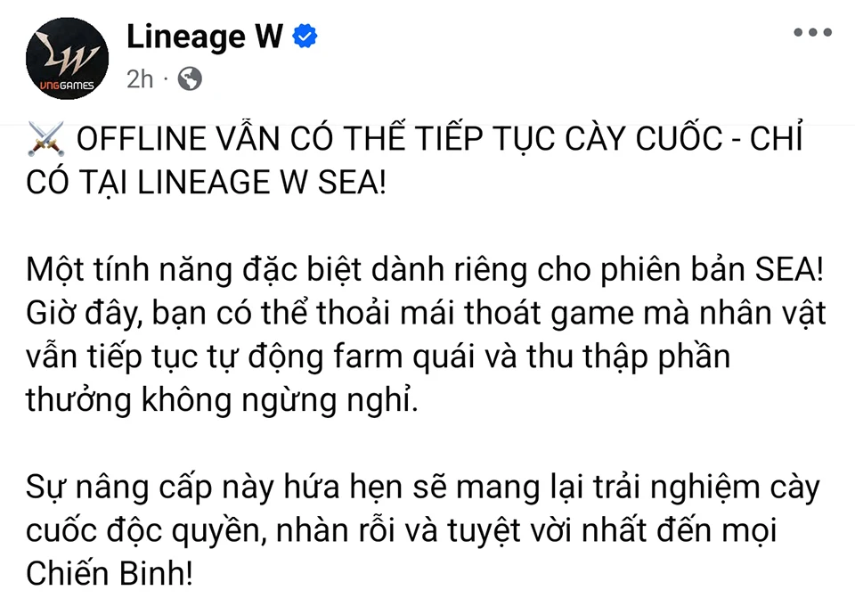 Offline Play trong Lineage W