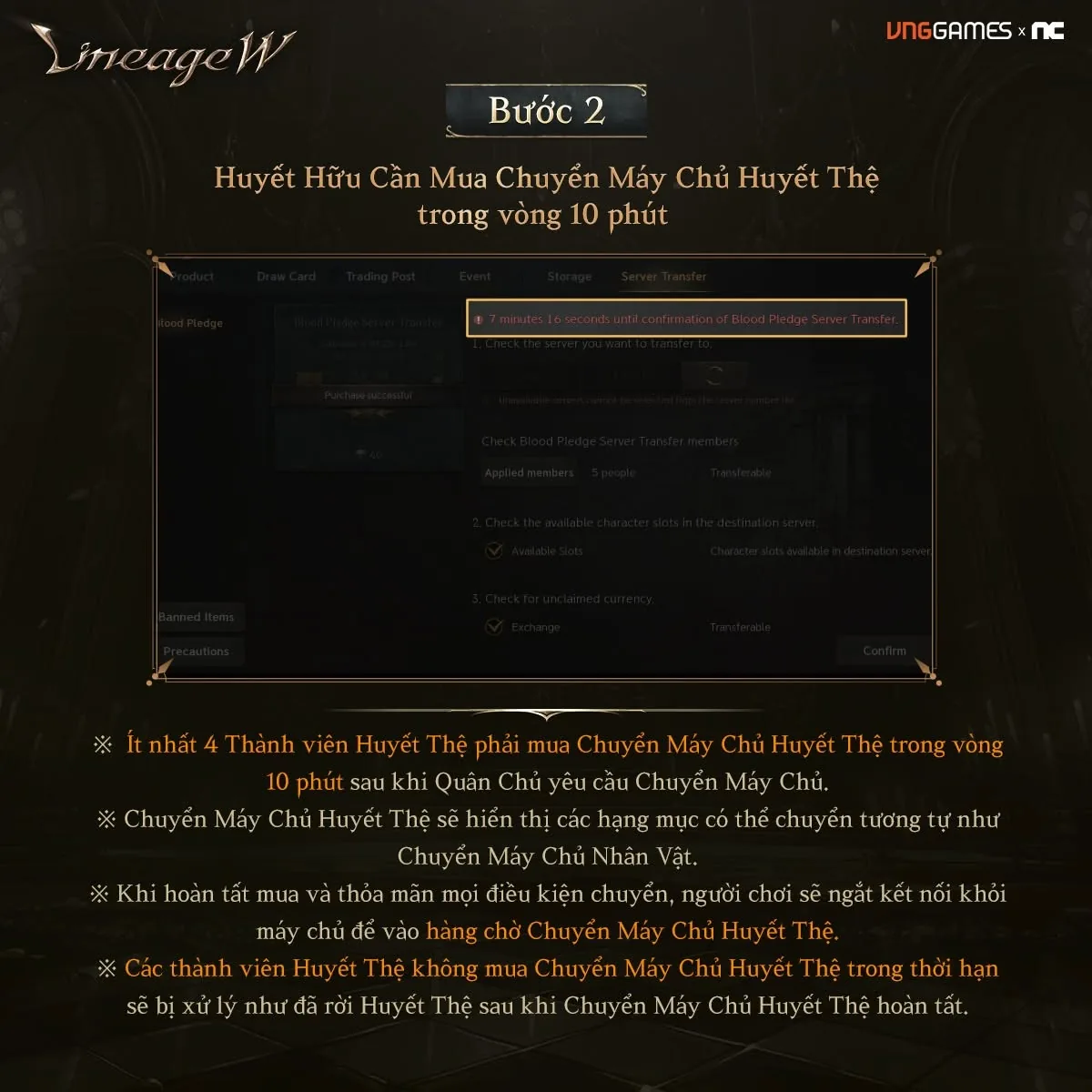 Hướng dẫn chuyển máy chủ Huyết Thệ trong Lineage W (4)