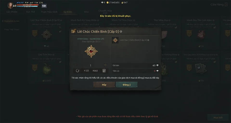 Sự kiện Lời Chúc Chiến Binh Mùa 2 trong Lineage W